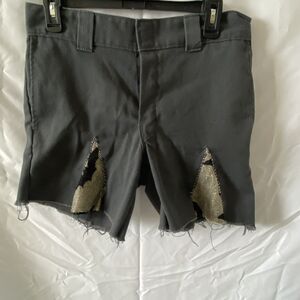 Dickies Shorts Mens 31 Black 874 Custom Bats Patchwork Goth Punk DIY 6" Inseam
